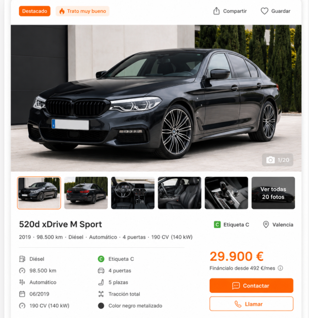 Ejemplo de anuncio de BMW de segunda mano